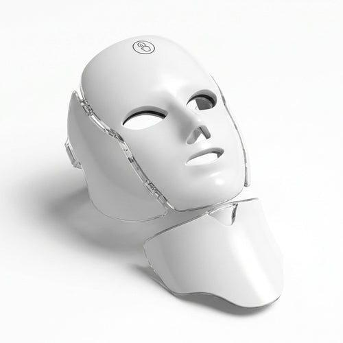 Masque LED Velumia vue face avant, design ergonomique blanc
